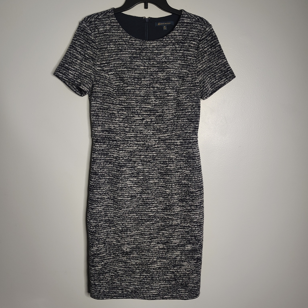 Brooks Brothers Blue And White Tweed Mini Knee Length Dress Womens Size 10